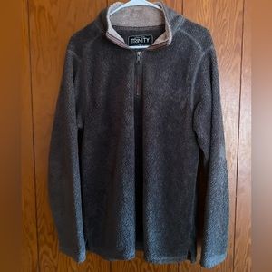 Trinity Mens Sherpa pull over. Quarter zip. Size medium. Dark gray.